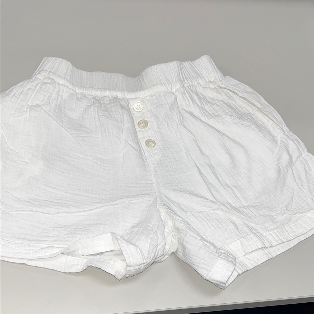 Madewell White High-Waist Button-Front Cotton Shorts size small